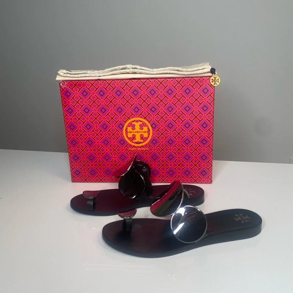 Tory Burch / Patos Multi Disk / Sandals / Gray and Black / Size 7 - Picture 9 of 12